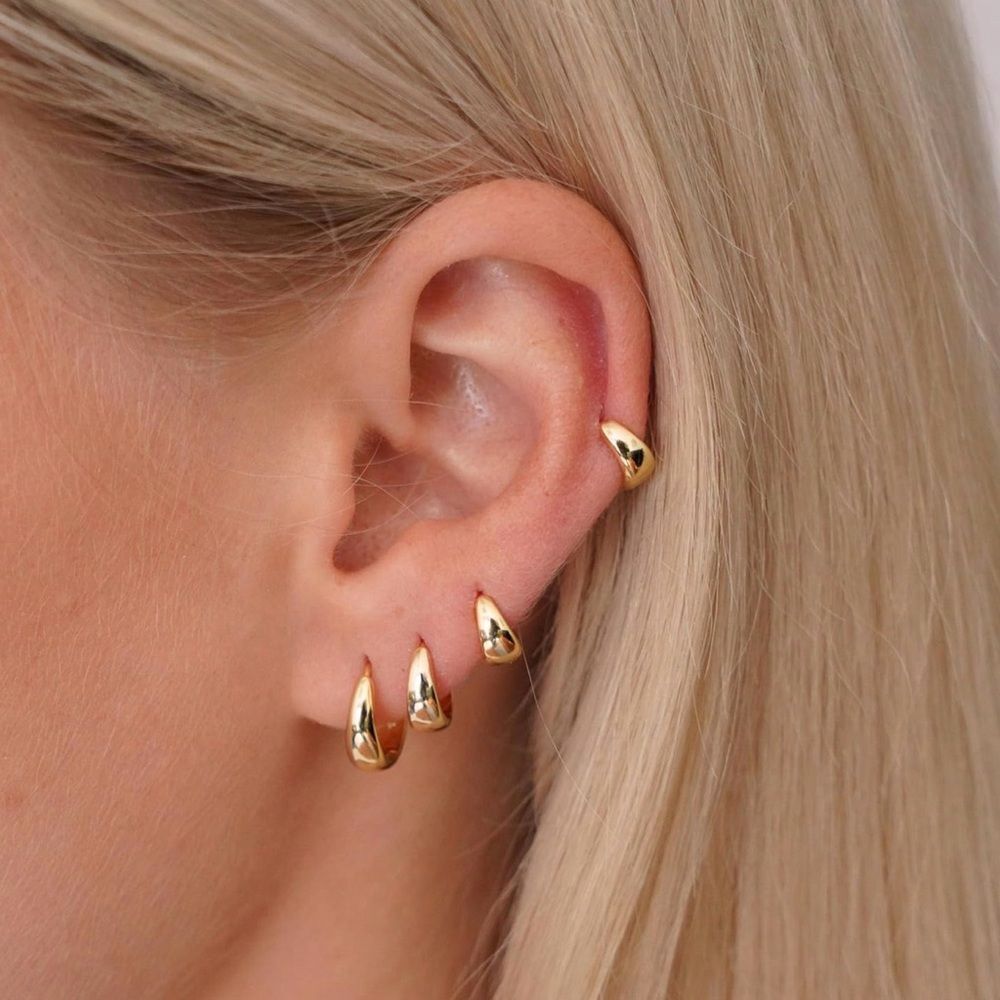 NEW 14K Gold Plated Small Huggie Hoop Earrings